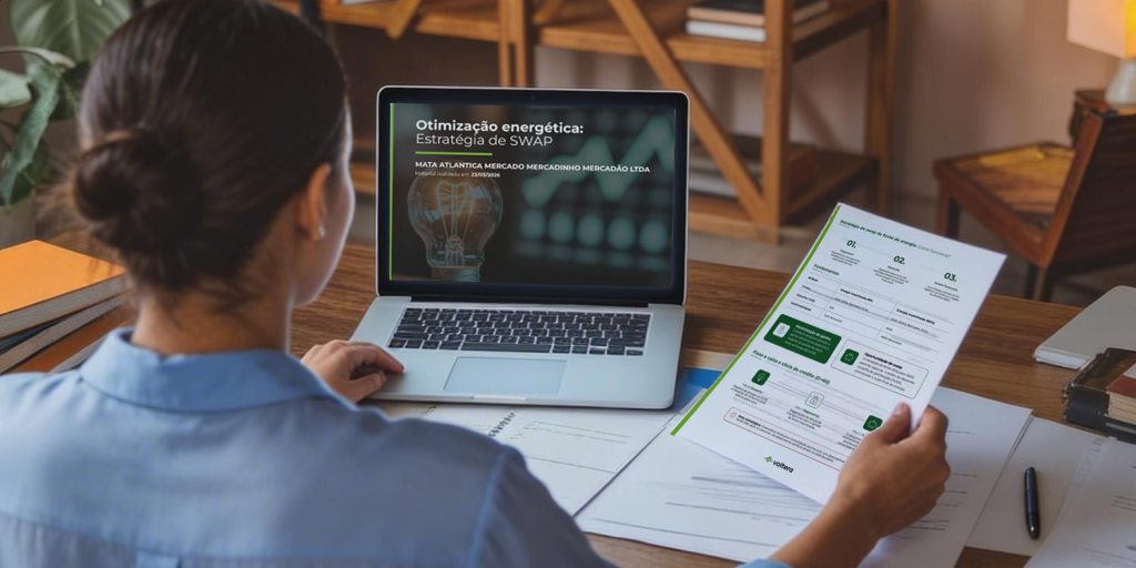 mlulher analisa informações sobre swap de energia para decidir se vale a pena